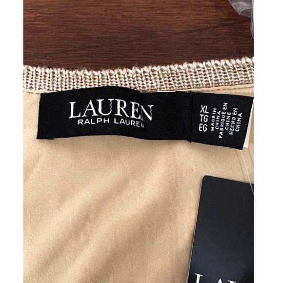 Lauren Ralph Lauren NWT SZ XL Gold Knit Sleeveless Maxi Dress Side Slits Ribbed - Picture 11 of 16